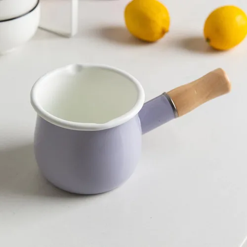Miniatura 11 de Olla de leche esmaltada, calentador de mantequilla antiadherente, mini cacerola, 4 pulgadas, 17 onzas, utensilios de cocina pequeños con mango