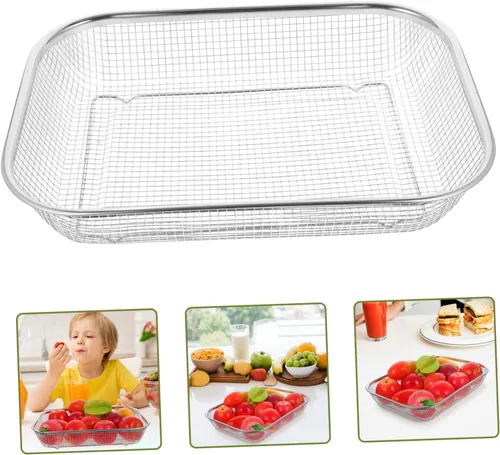 Miniatura 6 de BESPORTBLE Colador de cuenco de lavado, 2 unidades, cesta de drenaje, cesta de filtro de acero inoxidable, colador portátil de metal para alimentos