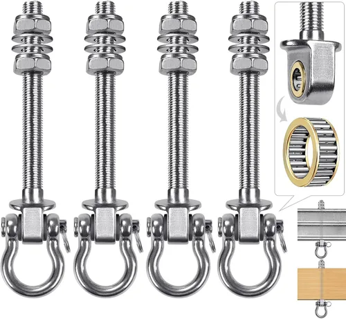 Miniatura 14 de BeneLabel Ganchos de columpio resistentes con rodamientos, juego de 6 herrajes de acero inoxidable 304 para vigas de madera y metal, ideal para 6