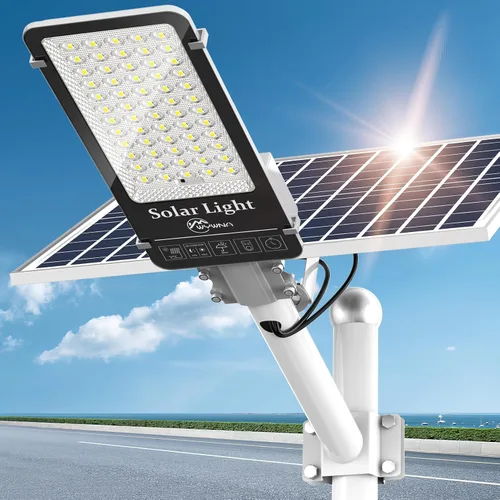 WYWNA 10000W Luces solares de calle al aire libre - 6500K Luces de estacionamiento comerciales del atardecer al amanecer, luz de calle LED solar de
