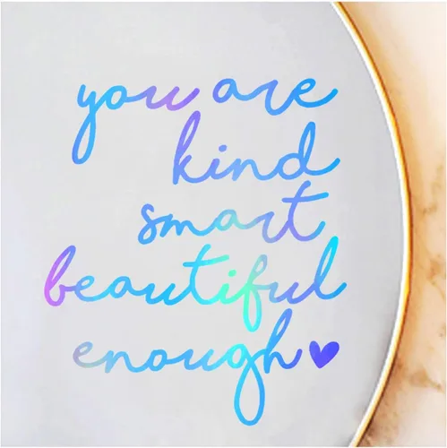 2 calcomanías de espejo de afirmación para niñas y adolescentes, You are Kind Smart Beautiful Enough Calcomanía, positivo amor propio, baño,