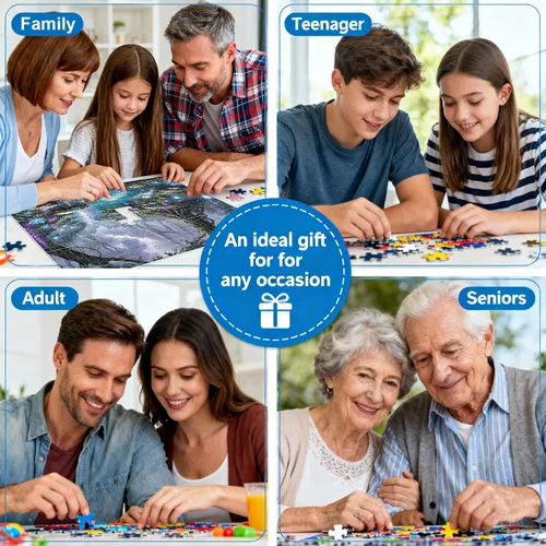 Miniatura 6 de Rompecabezas para adultos de 1000 piezas – Rompecabezas coloridos con temática de río de bosque fantástico, divertido juego familiar, desafiante