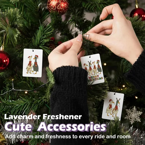 Miniatura 3 de Luces navideñas de pato de Papá Noel para automóvil, accesorios para ambientador de aire, 3 piezas, divertidos ambientadores colgantes de ganso