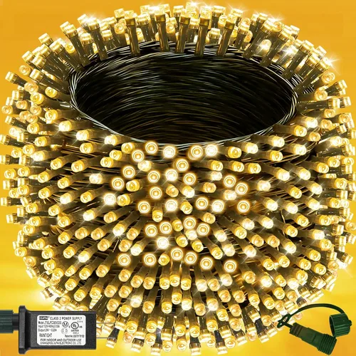 Miniatura 16 de Decute - Tira de luces de Navidad, impermeable, 300 LED, 105 pies, certificado UL con enchufe de extremo a extremo, 8 modos, guirnalda de luces