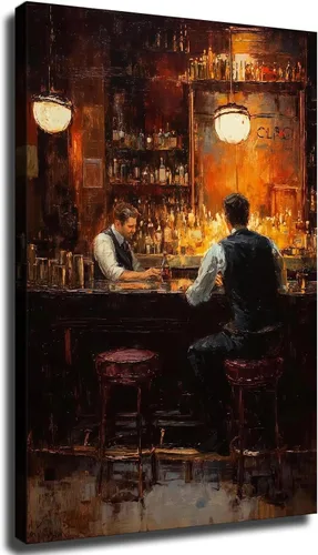 Miniatura 14 de CIDLNMY Póster de lienzo de la época de la Prohibición Speakeasy, póster vintage de la vida nocturna de los años 1920, arte de pared para salón