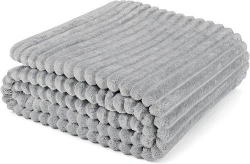 Miniatura 22 de PAVILIA Manta de forro polar súper suave, manta de franela de felpa mullida, cálida y acogedora manta de microfibra acanalada para sofá o cama, Negro