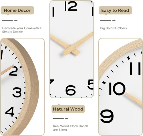 Miniatura 4 de AKCISOT Reloj de Pared de 14 Pulgadas, Relojes de Pared Grandes Bohemios a Batería Sin Tic Tac, Reloj Grande Silencioso Moderno Decorativo para Sala