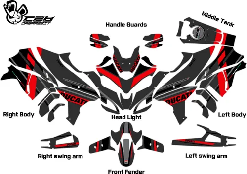 Miniatura 2 de Nuevo kit gráfico para DUCATI Multistrada V4 S Kit gráfico completo (CRS-G) (MATTE)