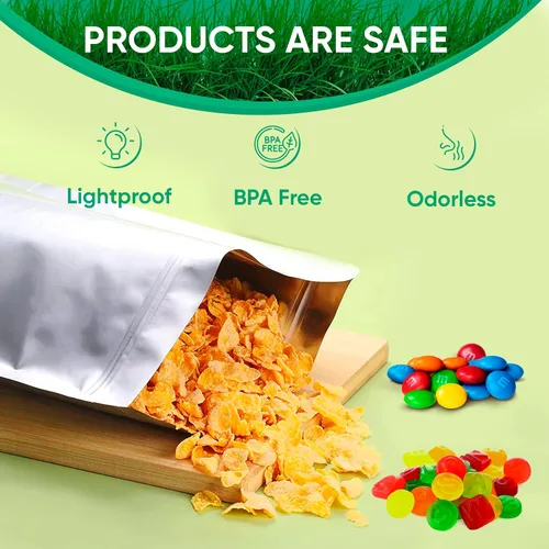 Miniatura 7 de 50 bolsas de Mylar de 10 x 14 pulgadas – Bolsa extra gruesa con cremallera de 1 galón – Bolsas a prueba de olores para almacenamiento de alimentos a