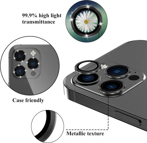 Miniatura 7 de Protector de lente de cámara compatible con iPhone 14 Pro/Max, funda de vidrio templado para anillo de cámara, resistente a roturas, resistente a