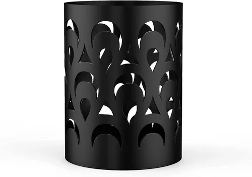 Miniatura 2 de Mango Steam Soporte de metal para bolígrafo, organizador de vasos para brochas de maquillaje para oficina, baño, tocador (negro, pavo real)