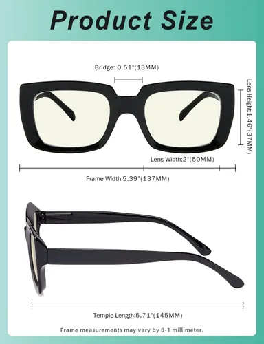 Miniatura 4 de Eyekepper Paquete de 4 lentes de lectura con bloqueo de luz azul, anteojos cuadrados de computadora de gran tamaño +0.00