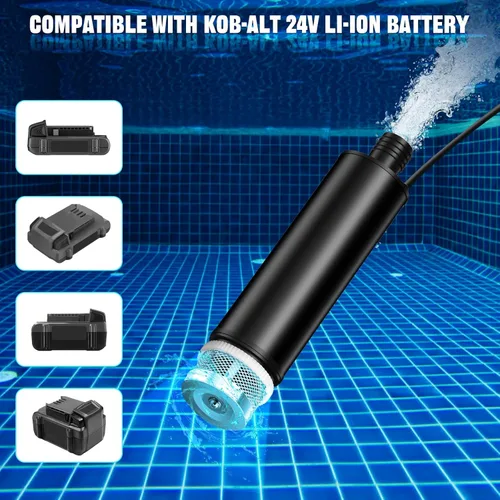 Miniatura 3 de Bomba de agua sumergible para batería Kobalt de 24 V, 635 GPH 100 W, bomba de transferencia de agua inalámbrica para tina, estanque, jardín