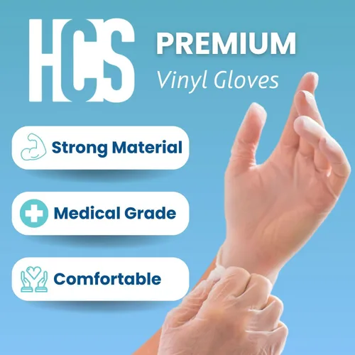 Miniatura 2 de HCS - Guantes de vinilo transparente, desechables, sin látex, sin polvo, guantes desechables de vinilo, cocina, preparación de alimentos, limpieza