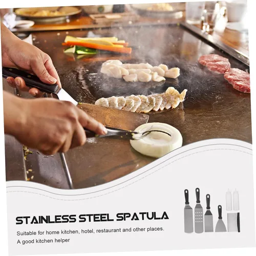 Miniatura 6 de Espátula para barbacoa, kit de herramientas para cocinar, raspador de plancha, accesorios para barbacoa para el día del padre