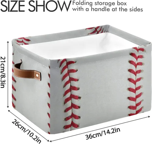 Miniatura 4 de Cestas de almacenamiento plegables, cubos de almacenamiento de béisbol con asas, organizador de tela decorativa, cajas de almacenamiento