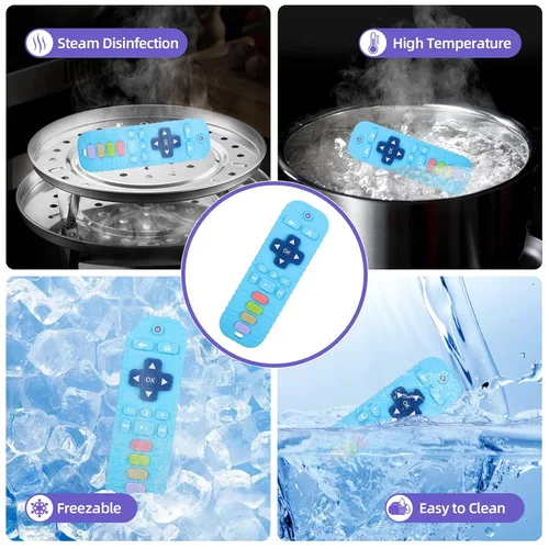 Miniatura 4 de Chuya Mordedores remotos de silicona para bebés, juguetes para dentición para TV, para bebés de 3-6-12-18 meses, juguetes para masticar para aliviar