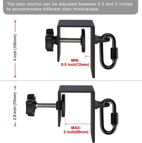 Miniatura 5 de SELEWARE Anclaje de puerta para bandas de resistencia, gimnasio en casa, entrenamiento, accesorio de montaje en puerta para correas de peso A. Negro