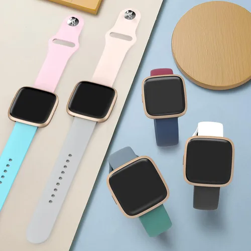 Miniatura 7 de AK Bandas de silicona compatibles con Fitbit Versa 2 / Versa / Lite / SE para mujeres y hombres, correas clásicas suaves de repuesto para reloj