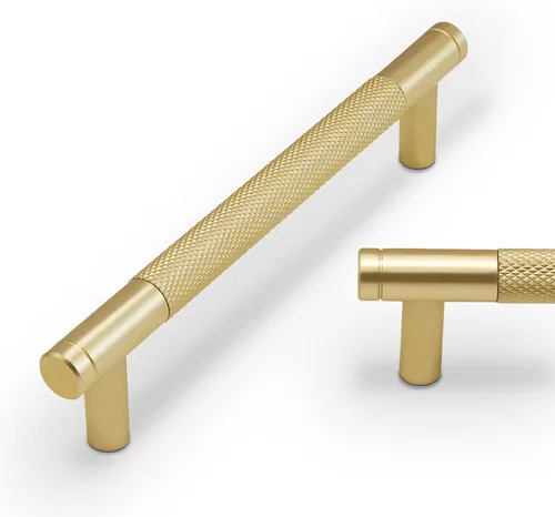 Miniatura 9 de Paquete de 10 tiradores para gabinete de cocina, tiradores mate negro y bronce champán, tiradores de cajón estriados negros, herrajes de cocina