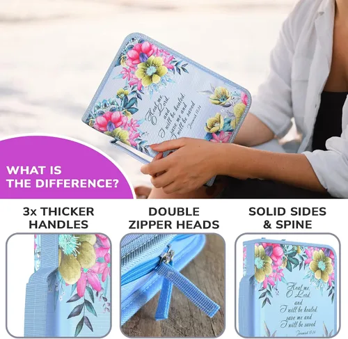 Miniatura 33 de DEHITE Funda para la Biblia para mujer, fundas de tela prémium para la Biblia para niñas, bolsa de transporte para mujer, ranuras para bolígrafos
