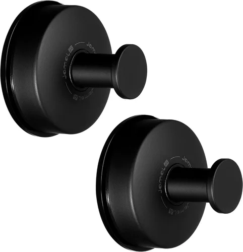 JOMOLA 2 ganchos de acero inoxidable con ventosa para toallas de baño, ganchos de ducha para almacenamiento de toallas, utensilios de cocina, Negro