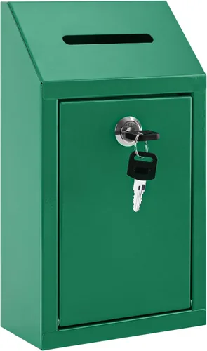 Miniatura 9 de KYODOLED Caja de sugerencias con candado y 50 tarjetas de sugerencia gratis, boleta de metal montada en la pared, caja de donación y colección