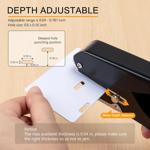 Miniatura 4 de MyLifeUNIT Perforadora de agujero para insignia, perforadora de ranura para tarjeta de identificación, ranura de PVC y papel, perforador de agujero