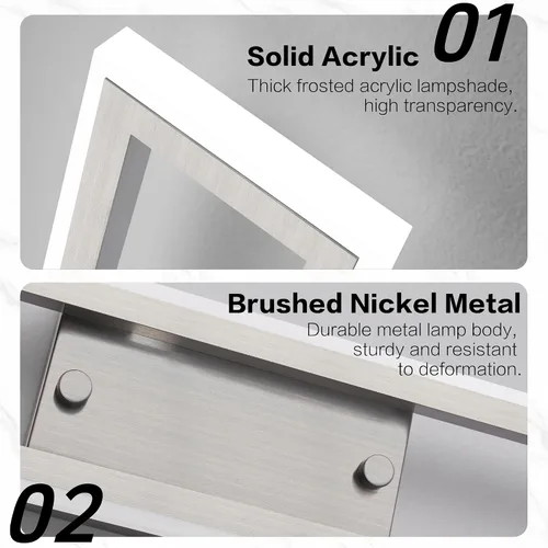 Miniatura 2 de Luces de tocador de níquel cepillado para baño, luces LED regulables para baño, luz de tocador moderna de 24 pulgadas, 6000 K