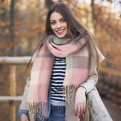 Miniatura 6 de Loritta Bufanda para mujer, chales largos a cuadros, para invierno, cálida, bufandas grandes, regalos