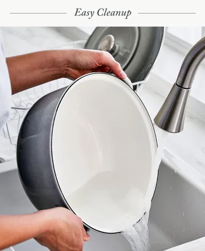 Miniatura 6 de Merten & Storck - Olla holandesa redonda de 7 cuartos con tapa, olla de hierro esmaltado fabricada en Europa, apta para inducción y todas las Gris