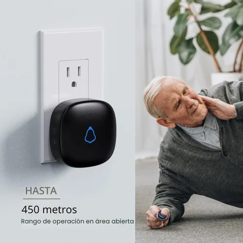 Miniatura 2 de Localizador de cuidador, botón de llamada inalámbrico para personas mayores/ancianos en casa, 1 botón SOS + 1 receptor sistema de alerta médica