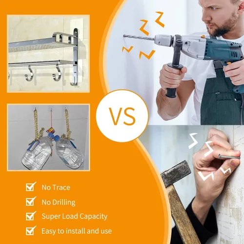 Miniatura 6 de OOTSR Juego de 12 tornillos adhesivos para montaje en pared, clavos colgantes sin rastro, sin perforación, tornillos adhesivos con destornillador