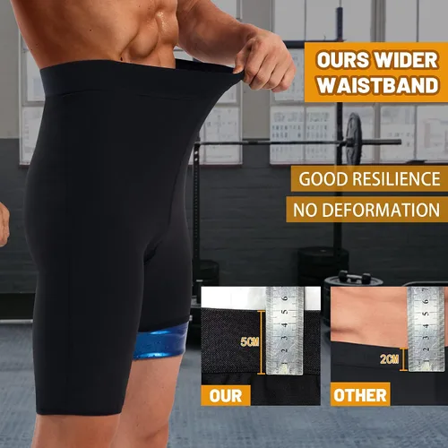 Miniatura 4 de Pantalones de sauna para hombre, leggings térmicos capris adelgazantes, traje de captura de calor, entrepierna de malla humanizada, cintura alta