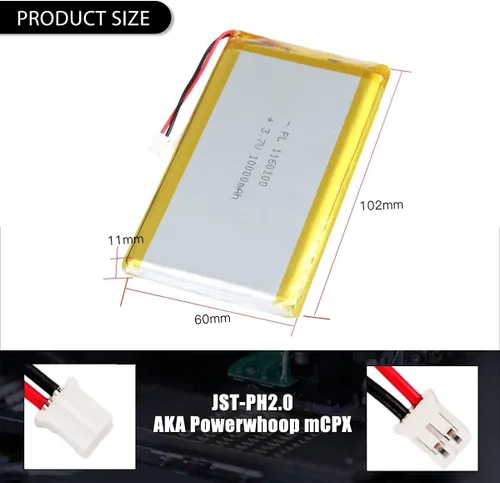 Miniatura 5 de 30X 3.7V 10000mAh 1160100 Lipo batería recargable de polímero de litio batería de iones con PH2.0.000 in JST conector