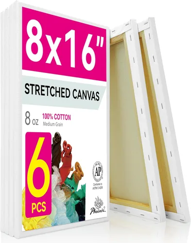 Miniatura 21 de PHOENIX - Lienzos de algodón blanco con bastidor para pintar, perfil de 5/8 pulgadas, imprimado triple para pinturas al óleo y acrílicas, 10x20