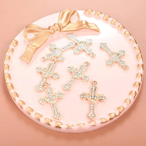 Miniatura 3 de 40 piezas de diamantes de imitación de aleación de cruz religiosa Virgen religiosa Nuestra Señora de Guadalupe María Rosario abalorios para hacer