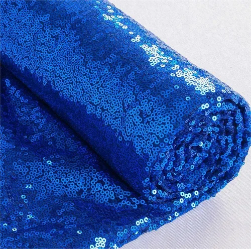 Tela de The Yard de 1 yarda de tela de lentejuelas azul rey con purpurina bordada de The Yard Material para hacer tú mismo, cortina de costura, Azul