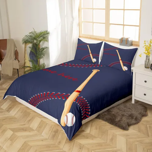Miniatura 2 de Juego de ropa de cama de béisbol para niños y adolescentes, bates de béisbol, juego de cama europeo, para actividades de pasatiempo, softbol