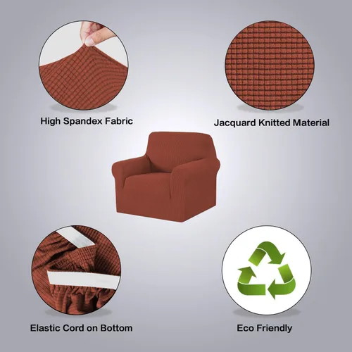 Miniatura 6 de H.VERSAILTEX Funda elástica para sillón, cubierta de sofá, protector de muebles, alto spandex, cuadros pequeños, jacquard tejido, fundas de sofá