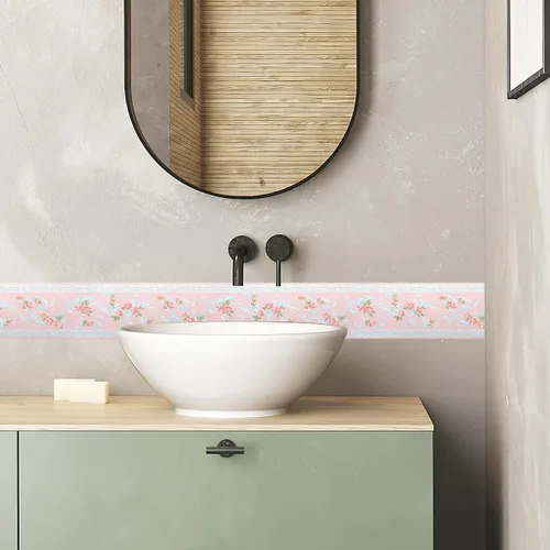 Miniatura 3 de AbaBoorty Papel tapiz con patrón de flores rosas, 196 x 4.1 pulgadas, autoadhesivo para pared, decoración para paredes de dormitorio y sala de estar