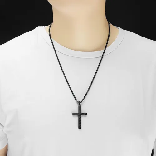 Miniatura 4 de ZRAY Collar con cruz de bandera estadounidense para hombre, joyería patriótica, cadena de acero inoxidable de 24 pulgadas, grabado, inspirador