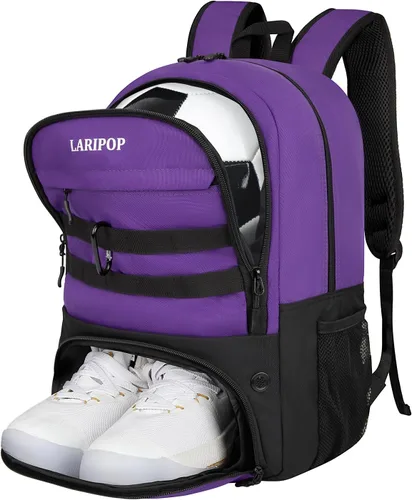 Miniatura 17 de LARIPOP Mochila de Fútbol, Bolsa de Fútbol con Soporte para Balón y Compartimento para Zapatos, Bolsas de Entrenamiento para Equipos Deportivos