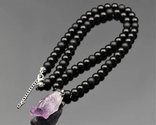 Miniatura 84 de Colgante de turmalina cruda natural, Collar de cuentas de ónix negro genuino, Collar de piedra negra, Collar de piedras preciosas, Cuentas de 0.315