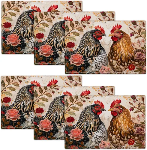 Miniatura 16 de Juego de 4 manteles individuales con diseño de pájaros, acuarela, lavables, para el hogar, fiesta, cocina, interior y exterior, restaurantes, 4