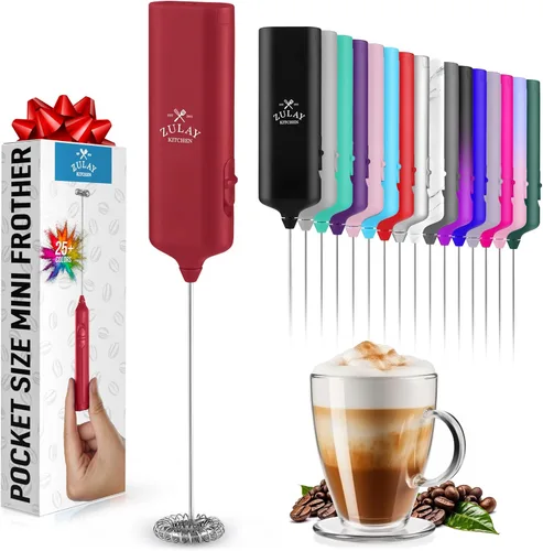 Miniatura 38 de Varita de espumador de leche mini y potente – Potente espumador de café de mano, mezclador de bebidas operado con batería – Tamaño de bolsillo Azul