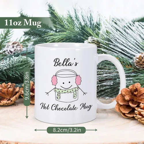 Miniatura 3 de COLBEAR Taza de café de Navidad con nombre personalizado, cerámica de 11 onzas, taza de cacao caliente personalizada, regalo para niños, apto
