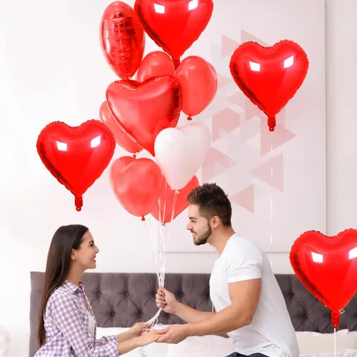 Miniatura 7 de 20 globos de corazón rosa y plateado de 18 pulgadas, globos de papel de aluminio de Mylar en forma de corazón, globos de aluminio metálico, globos