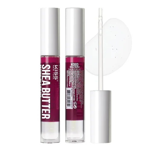 Miniatura 5 de Kiss New York Paquete de 3 aceites para labios, aceite hidratante no pegajoso, brillo labial transparente de aceite 100% natural, hidratante labial