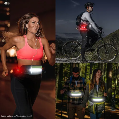 Miniatura 7 de Hopedone Luz de correr, gran angular de 230°, 1000 lúmenes, luz nocturna para correr, cinturón recargable, luces de seguridad con bolsillo grande